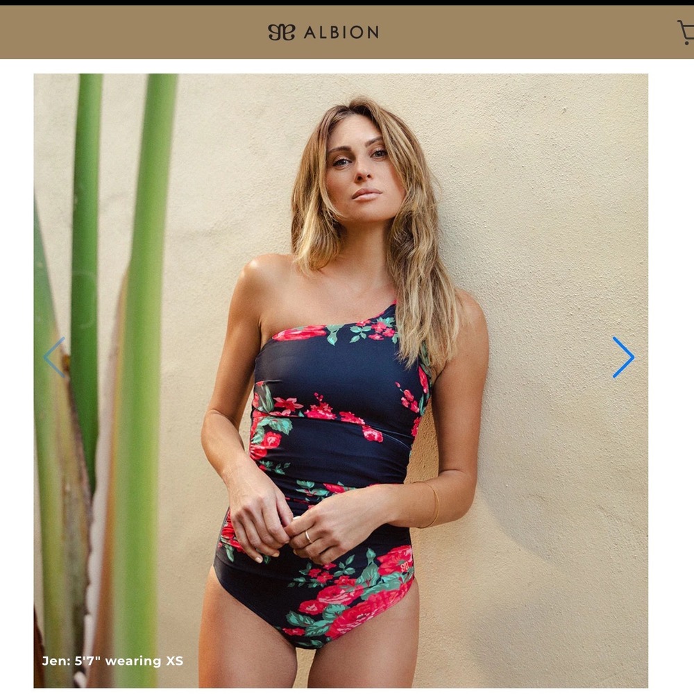 Albion Fit Antigua One Shoulder One Piece Swimsuit Midnight Garden‎ Floral